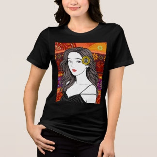 Camiseta Triblenda Alma de Girasol – Ilustración de Retrato de Arte F