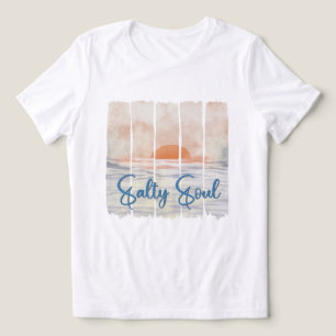 Camiseta Triblenda Alma Salada Ocaso del Océano en Acuarela Retro Pla
