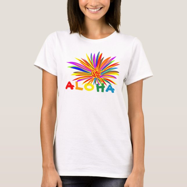 Camiseta Triblenda Aloha de flor tropical (Anverso)