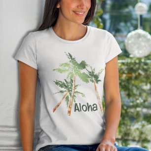 Camiseta Triblenda Aloha Palmas Tropicales Palmeras Coco Hawái