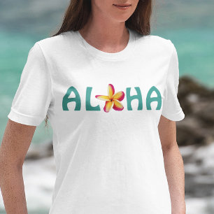 Camiseta Triblenda Aloha Plumeria Rosa Fuente Azul Hawaii Tropical