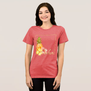 Camiseta Triblenda Aloha Tropical Hibiscus Floral Pineapple