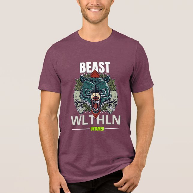 Camiseta Triblenda Alpha Beast _ Untamed Wolf Streetwear Fearless  (Anverso)