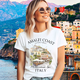 Camiseta Triblenda Amalfi Coast Italy – Vintage Watercolor Cliffside 