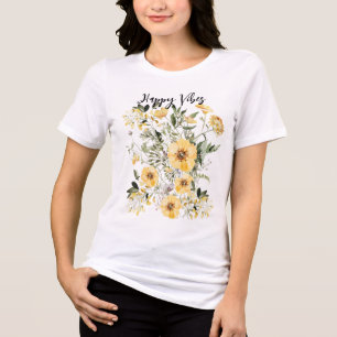 Camiseta Triblenda Amante botánico del jardín de flores amarillas
