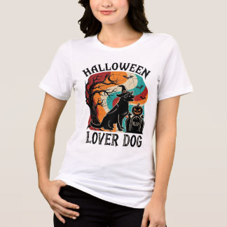 Camiseta Triblenda Amante de Halloween Perro Sombrero de Bruja Calaba