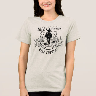 Camiseta Triblenda Amante de la Naturaleza del Oeste Caballos Salvaje