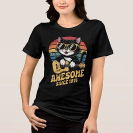 Camiseta Triblenda Amante de los Gatos Cumpleaños Retro 50 años 1976 
