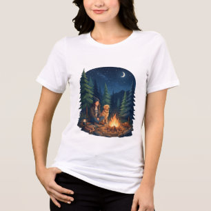 Camiseta Triblenda Amante del perro retriever dorado Camping Fogata