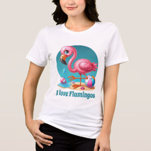 Camiseta Triblenda Amantes de los flamencos rosas de la playa