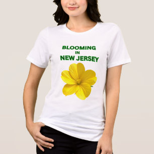 CAMISETA TRIBLENDA AMARILLO SOLEADO HIBISCO FLORAL BLANCO MUJERES PRI