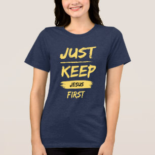 Camiseta Triblenda Amarillo Solo Mantén a Jesús Primero