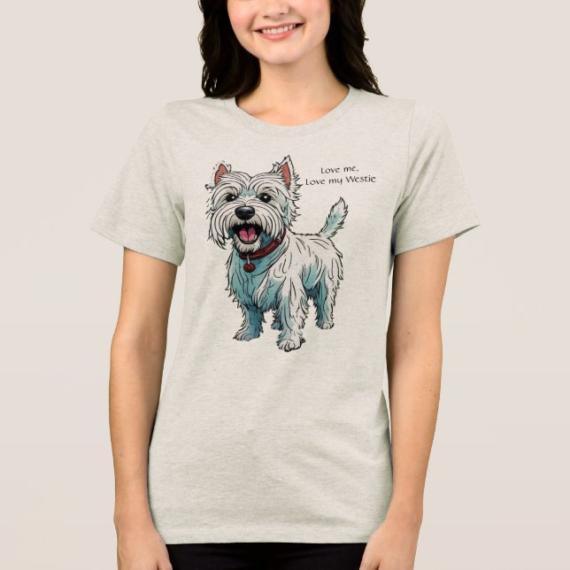 Camiseta Triblenda Amarme, amar mi Westie, texto editable (Anverso)