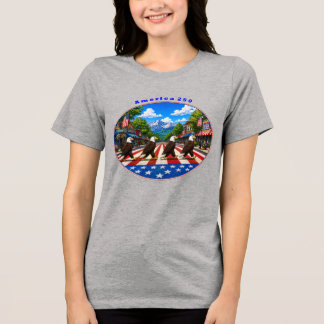 Camiseta Triblenda América 250 con cuatro águilas calvas en la carret