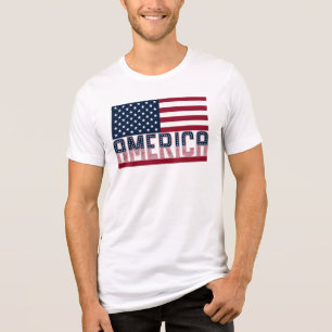 Camiseta Triblenda América Bandera de EE. UU. Tipografía Moderna Gráf