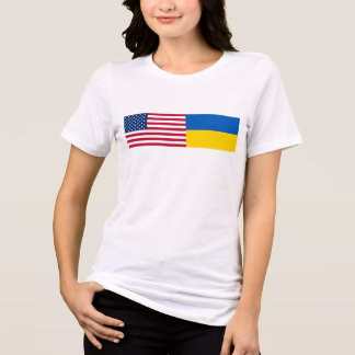 Camiseta Triblenda American I stand with Ukraine. USA & UKR flags. T-