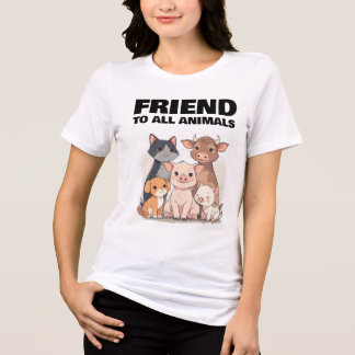 CAMISETA TRIBLENDA AMIGO DE TODOS LOS ANIMALES GATO CERDO PERRO 