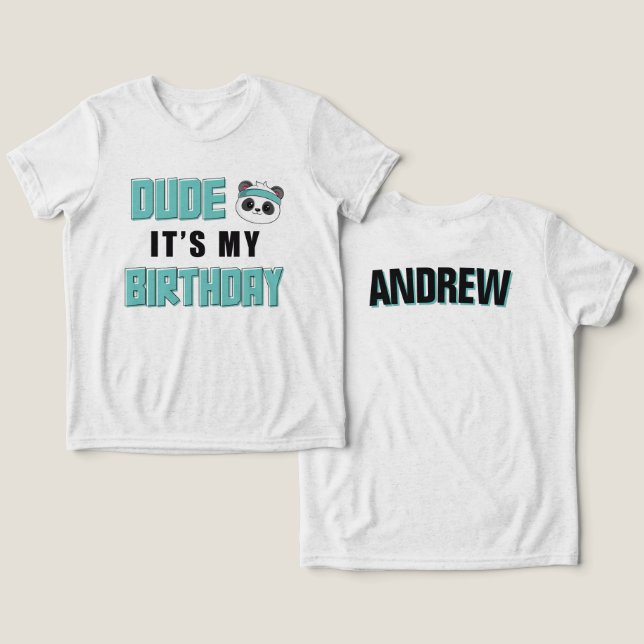Camiseta Triblenda Amigo Verde azulado y negro Panda Birthday Persona (Diseño Anverso y Reverso)