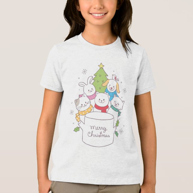 Camiseta Triblenda Amigos animales de Navidades curos | Vacaciones de (Anverso)