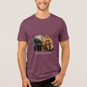 Camiseta Triblenda Amigos Improbables Elefante, León y Jirafa Amistad
