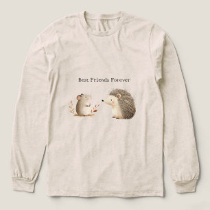 Camiseta Triblenda Amigos Mejores Ratón Erizo Marrón Lindo Crema