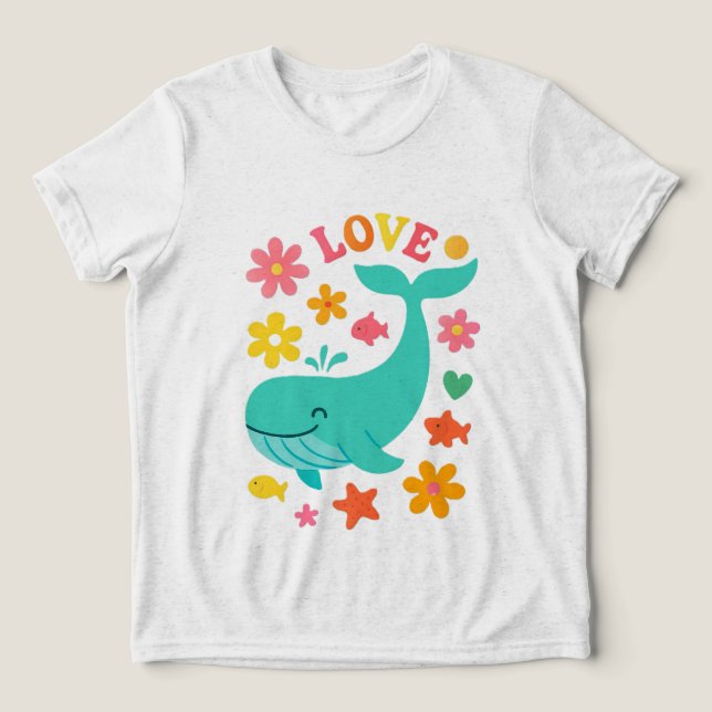 Camiseta Triblenda Amigos sonrientes de ballenas y océanos - niños ad (Diseño delantero )