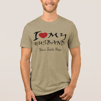 Camiseta Triblenda Amo a mi esposo texto con símbolo de corazón rojo