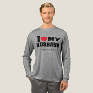 Camiseta Triblenda Amo a mi esposo texto con símbolo de corazón rojo