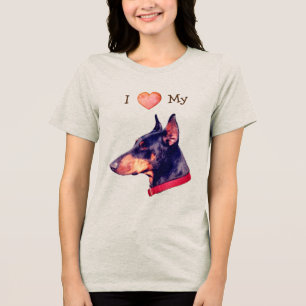 Camiseta Triblenda Amo corazón a mi Doberman Pinscher