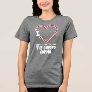Camiseta Triblenda Amo las listas Claridad y coma de Oxford Gramática