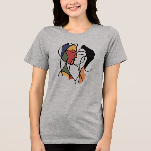 Camiseta Triblenda Amor abstracto | Camiseta De Pareja De Arte De Lín (Anverso)