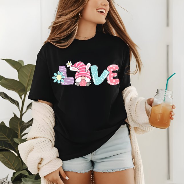 Camiseta Triblenda Amor de Pascua Rosa Bunny Gnome Flores Girly (Subido por el creador)