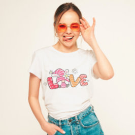 Camiseta Triblenda Amor de Pascua Rosa Bunny Gnome Flores Girly