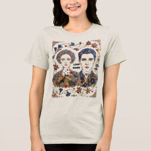 Camiseta Triblenda Amor Floral y Diseño de Pareja de la Naturaleza   