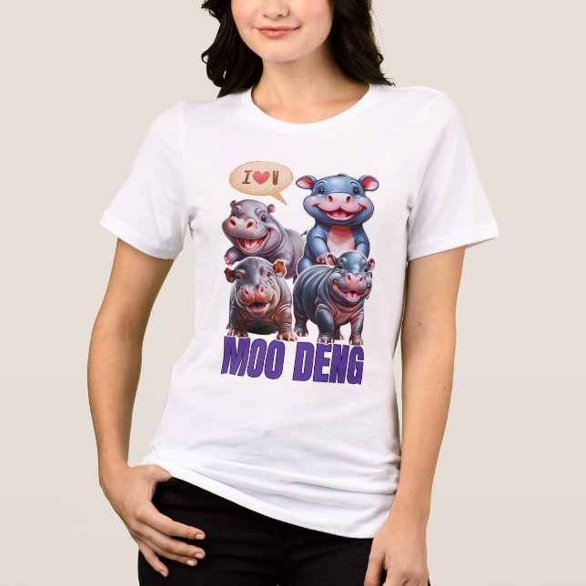 Camiseta Triblenda Amor moo Deng Thai divertido bebé hippo (Anverso)