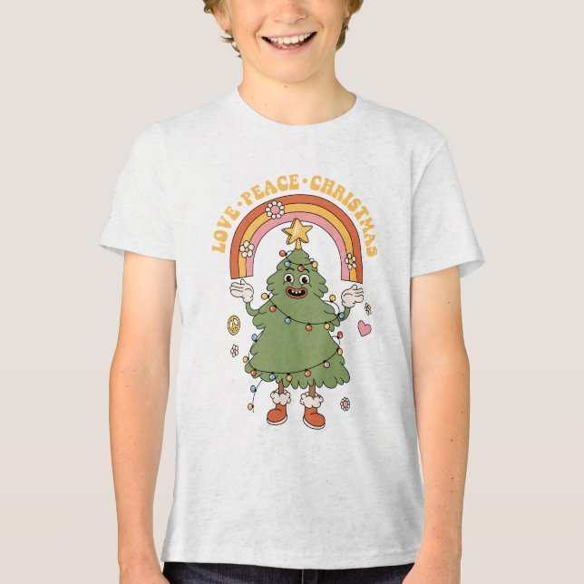 Camiseta Triblenda Amor, paz, Navidades - Un feriado groovy (Anverso)