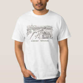 Camiseta Triblenda Ámsterdam Ilustracion con mano de los Países Bajos