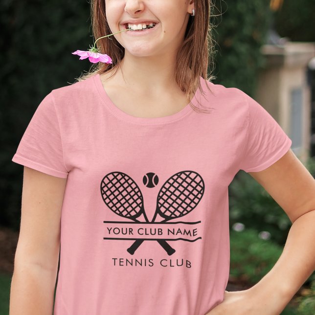 Camiseta Triblenda Añadir el nombre del equipo de tenis (Lawn Tennis Club Rackets Motif Girls T-Shirt )