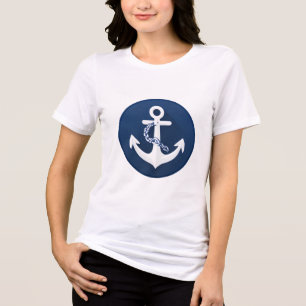 Camiseta Triblenda Ancla Náutica Vela Embarcación Blanco Azul Marina