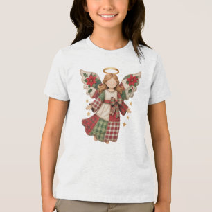 Camiseta Triblenda Ángel de Navidad con Estrellas Doradas