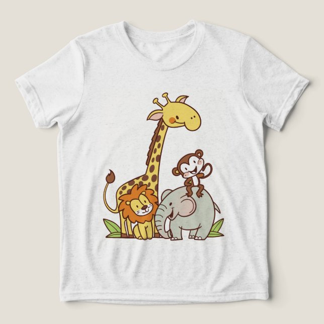 Camiseta Triblenda Animales de Personalizado lindo - jirafa, león y m (Diseño delantero )