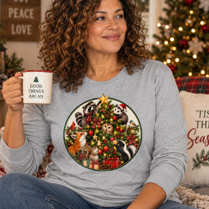 Camiseta Triblenda Animales decorando árbol de Navidad