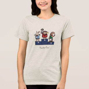 Camiseta Triblenda ¡Animales del Bosque Número Uno! Arte de Podio de