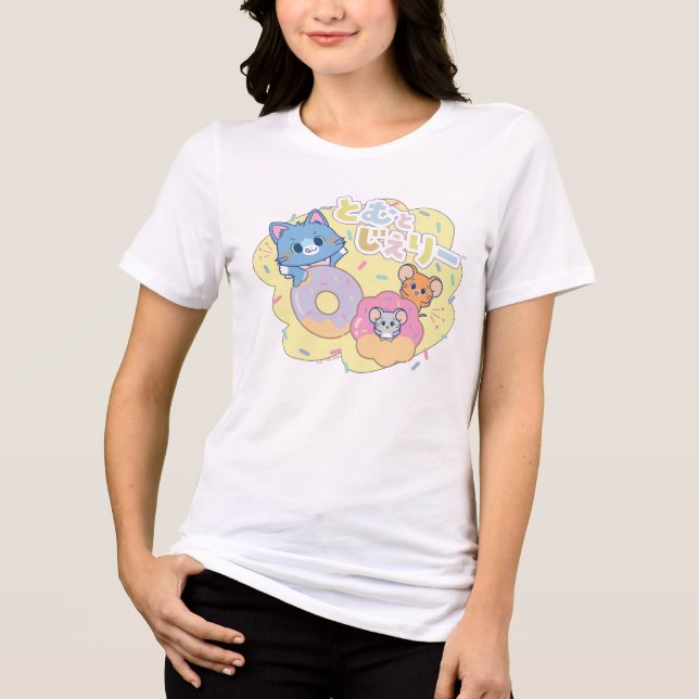 Camiseta Triblenda Anime Donut se ilumina con Tom, Jerry y Tuffy (Anverso)