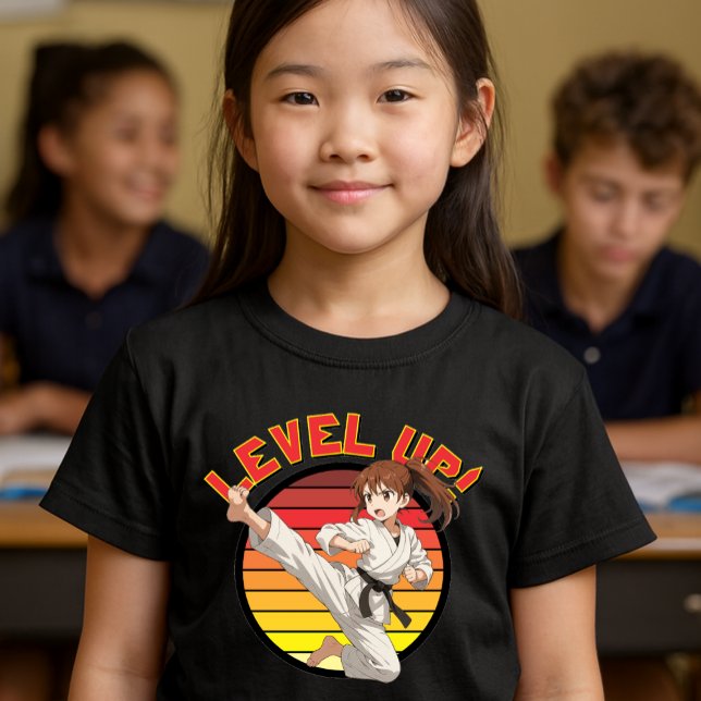 Camiseta Triblenda Anime Karate Girl On Retro Sunset Template (Subido por el creador)