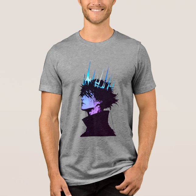 Camiseta Triblenda Anime King Gothic Male Portrait with Blue Crown (Anverso)
