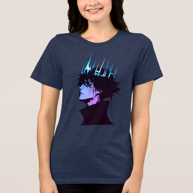 Camiseta Triblenda Anime King Gothic Male Portrait with Blue Crown (Anverso)