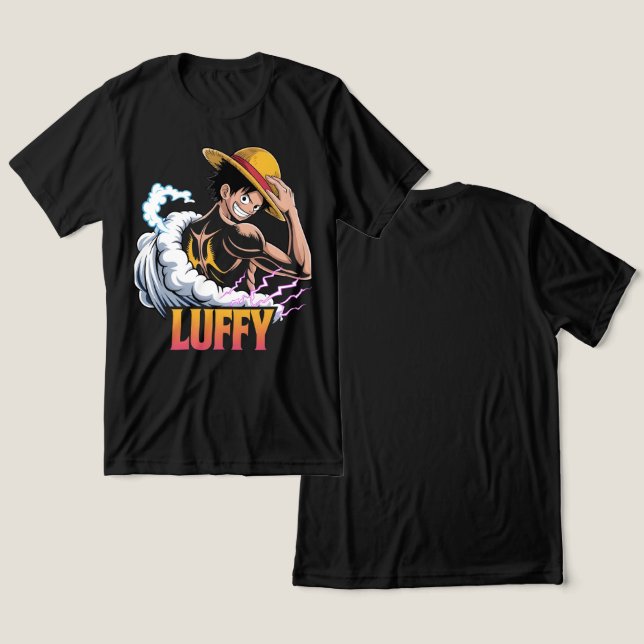 Camiseta Triblenda Anime Pirate Warrior Sticker – Straw Hat Hero Powe (Diseño Anverso y Reverso)