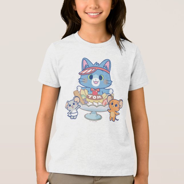Camiseta Triblenda Anime Tom, Jerry y la sala de postres Tuffy (Anverso)