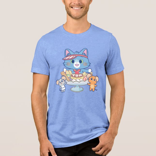 Camiseta Triblenda Anime Tom, Jerry y la sala de postres Tuffy (Anverso)